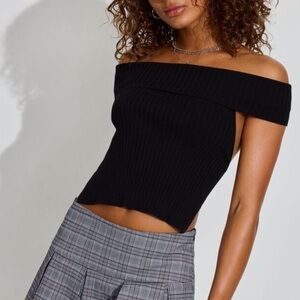 ( selling black and white together) Garage-Off Shoulder Open Back Top-